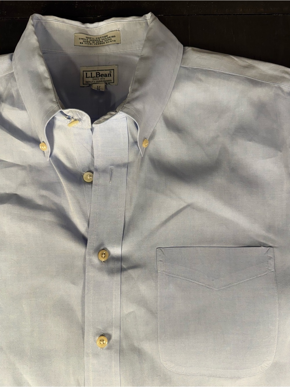 VTG L.L. Bean Men's Light Blue Oxford Button-Down Dress Shirt 17/36